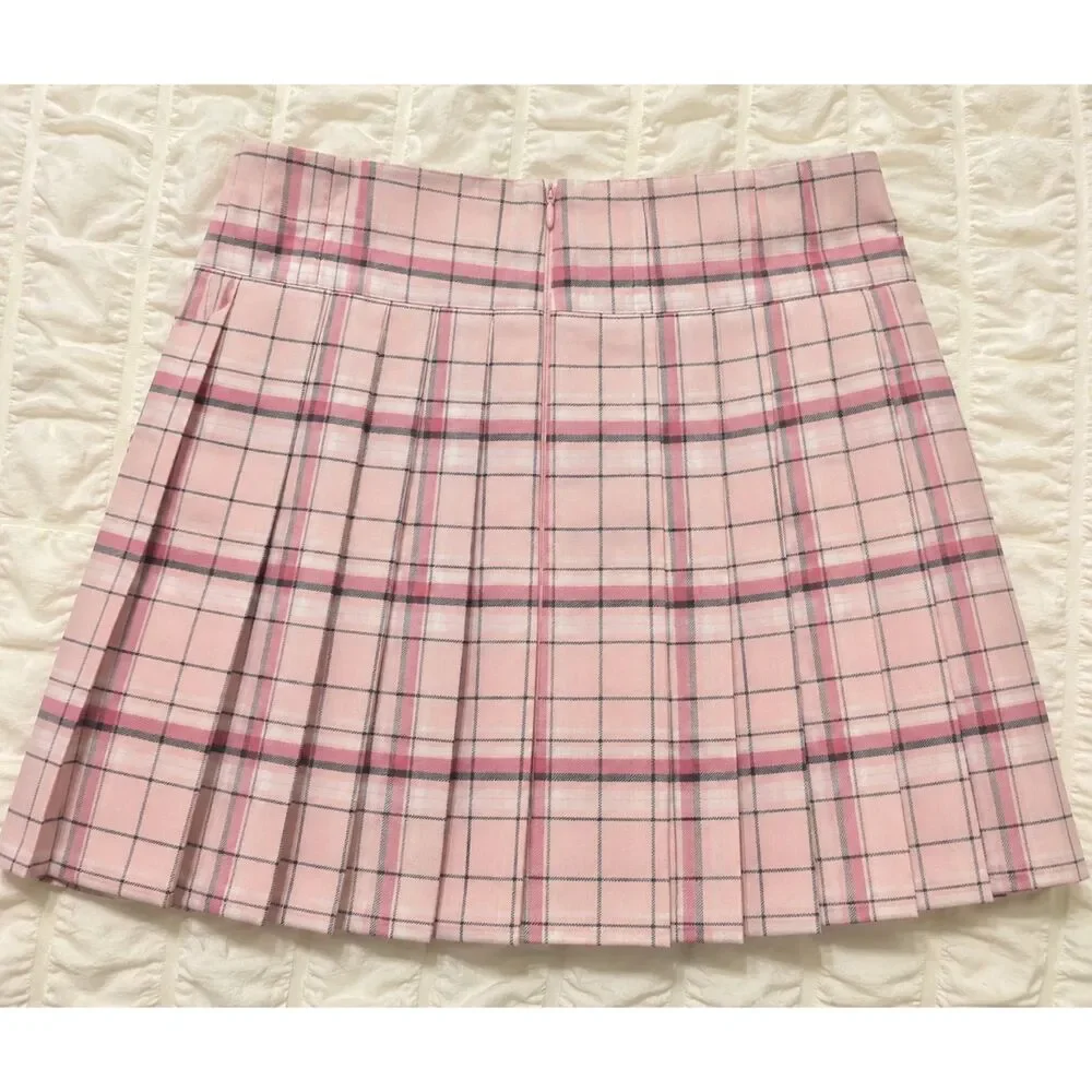No Boundaries Pink Plaid Pleated Skirt Tennis Schoolgirl Skater Preppy Y2K M 7-9